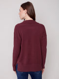 Port Wine Vneck Long Sleeve Collared Sweater
