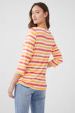 Punch Pink Spray Stripe Ruched Side Top