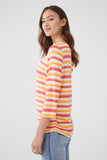 Punch Pink Spray Stripe Ruched Side Top
