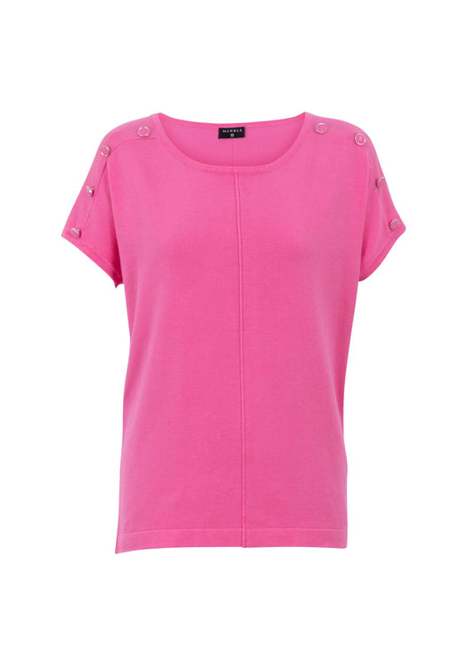 Pink Cap Sleeve Soft Knit Boat Neck Top