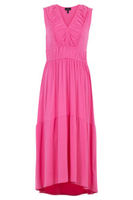 Pink Vneck Sleeveless Maxi Dress