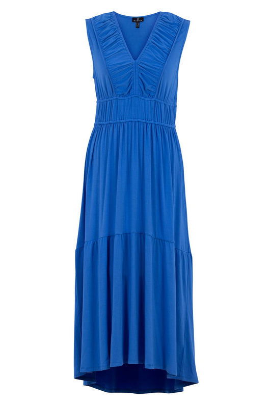 Blue Vneck Sleeveless Maxi Dress
