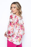 Wild Orchid Print Peasant Blouse
