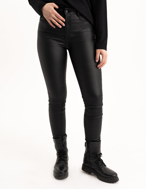 Black faux leather pants