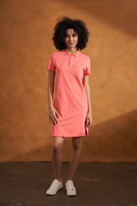 Peach Pique Cotton Golf Dress w/ Pockets