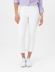 White Heart Embroidered Crop Jeans